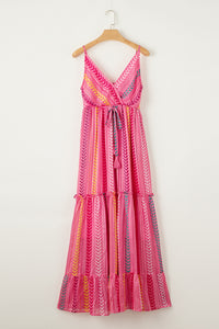Printed Surplice Maxi Cami Dress - Trandify Deal