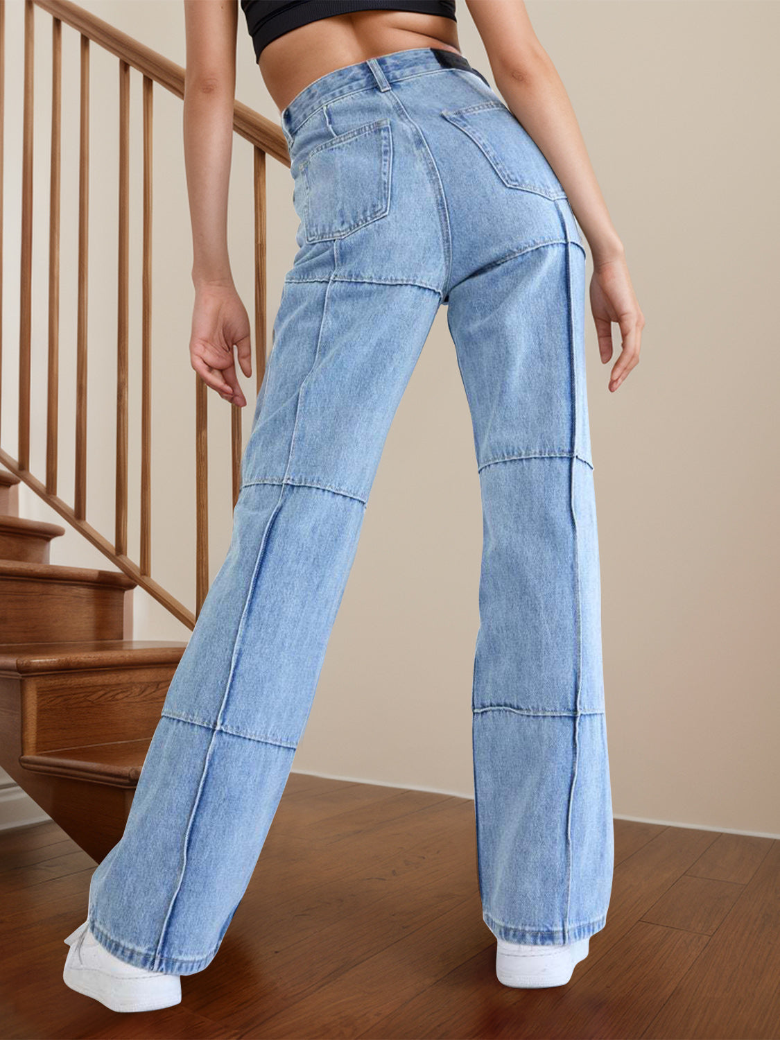 High Waist Straight Jeans with Pockets Trandify deal