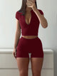 Women's cotton short sleeve crop top and shorts set