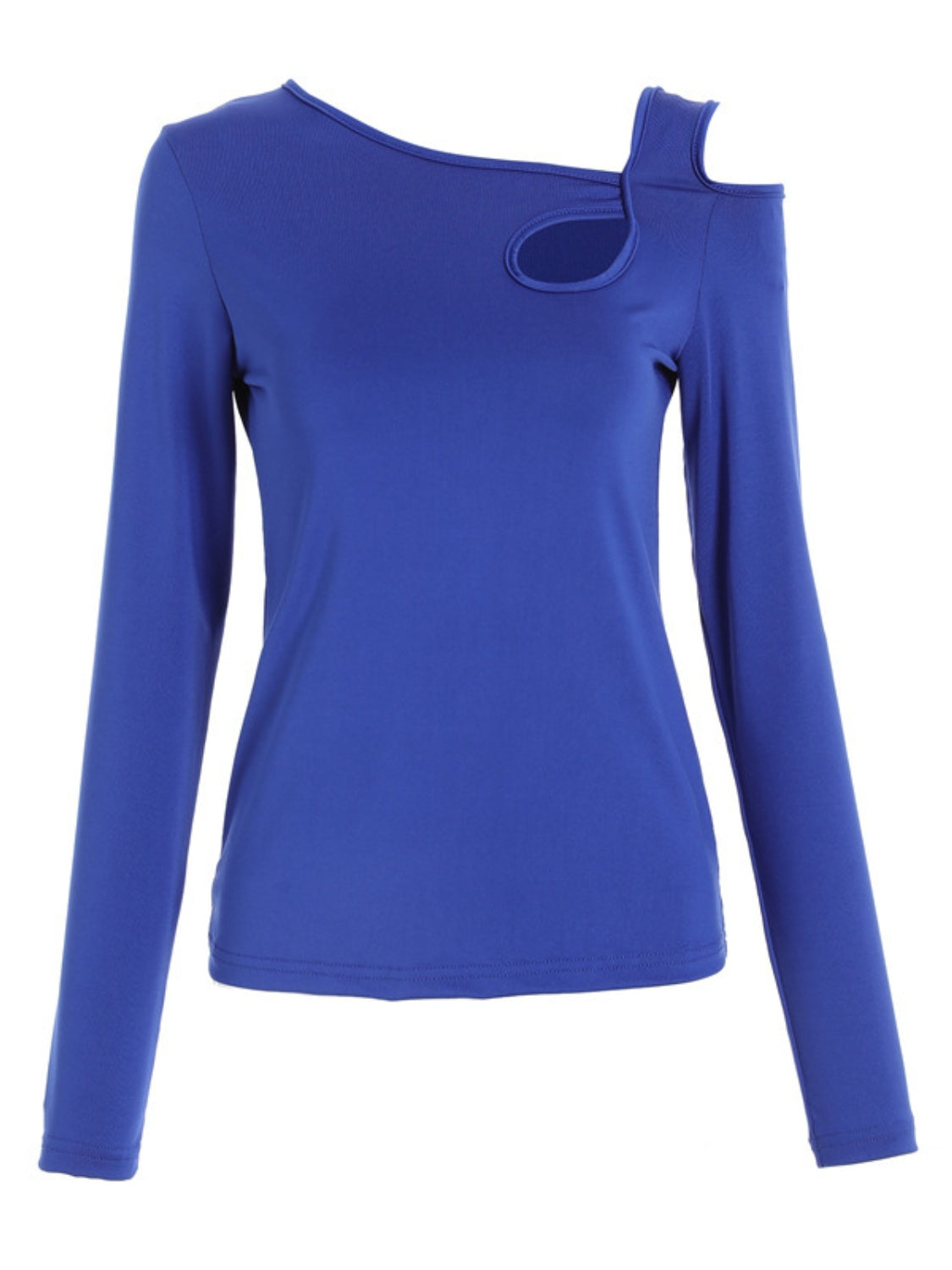 Cutout Asymmetrical Neck Long Sleeve T-Shirt Trandify Deal