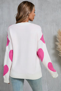 Angel Wings Contrast Heart Dropped Shoulder Long Sleeve Sweater Trandify Deal