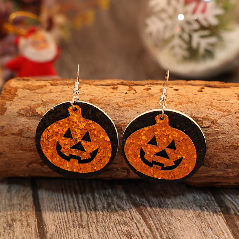 PU Leather Pumpkin Earrings Trandify Deal