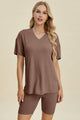 Basic Bae Full Size Ribbed V-Neck Short Sleeve Top and Shorts Set Trandify deal