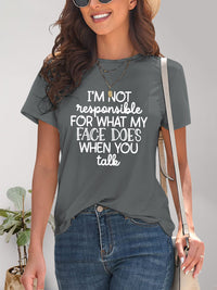Letter Graphic Round Neck Short Sleeve T-Shirt Trandify deal
