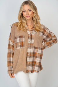 White Birch Full Size Contrast Plaid Button Down Shirt Trandify deal