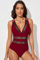 Printed Mesh Plunge One-Piece Swimsuit Trandify deal