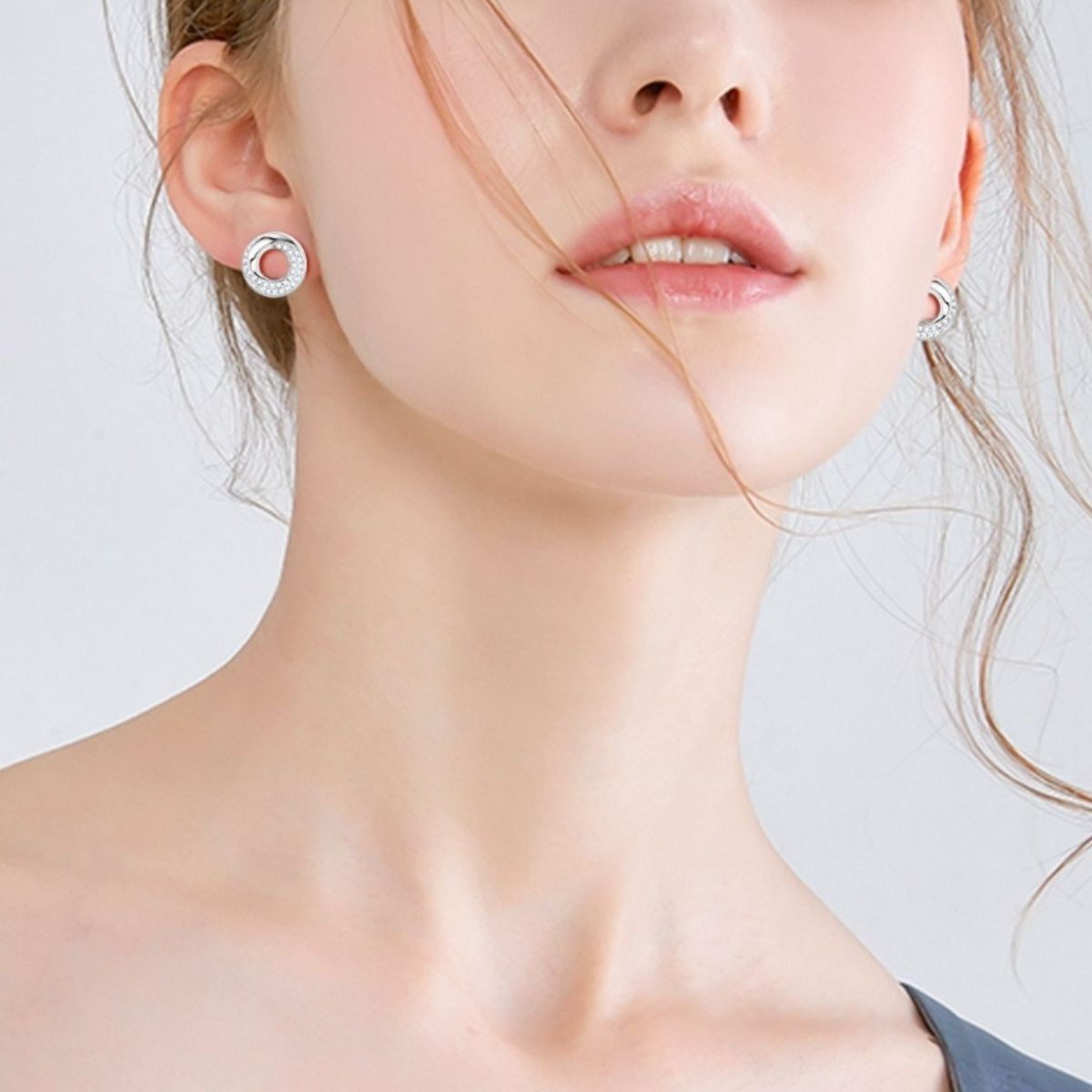 925 Sterling Silver Inlaid Moissanite Stud Earrings Trandify deal