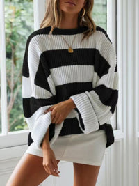 Round Neck Long Sleeve Sweater Trandify Deal