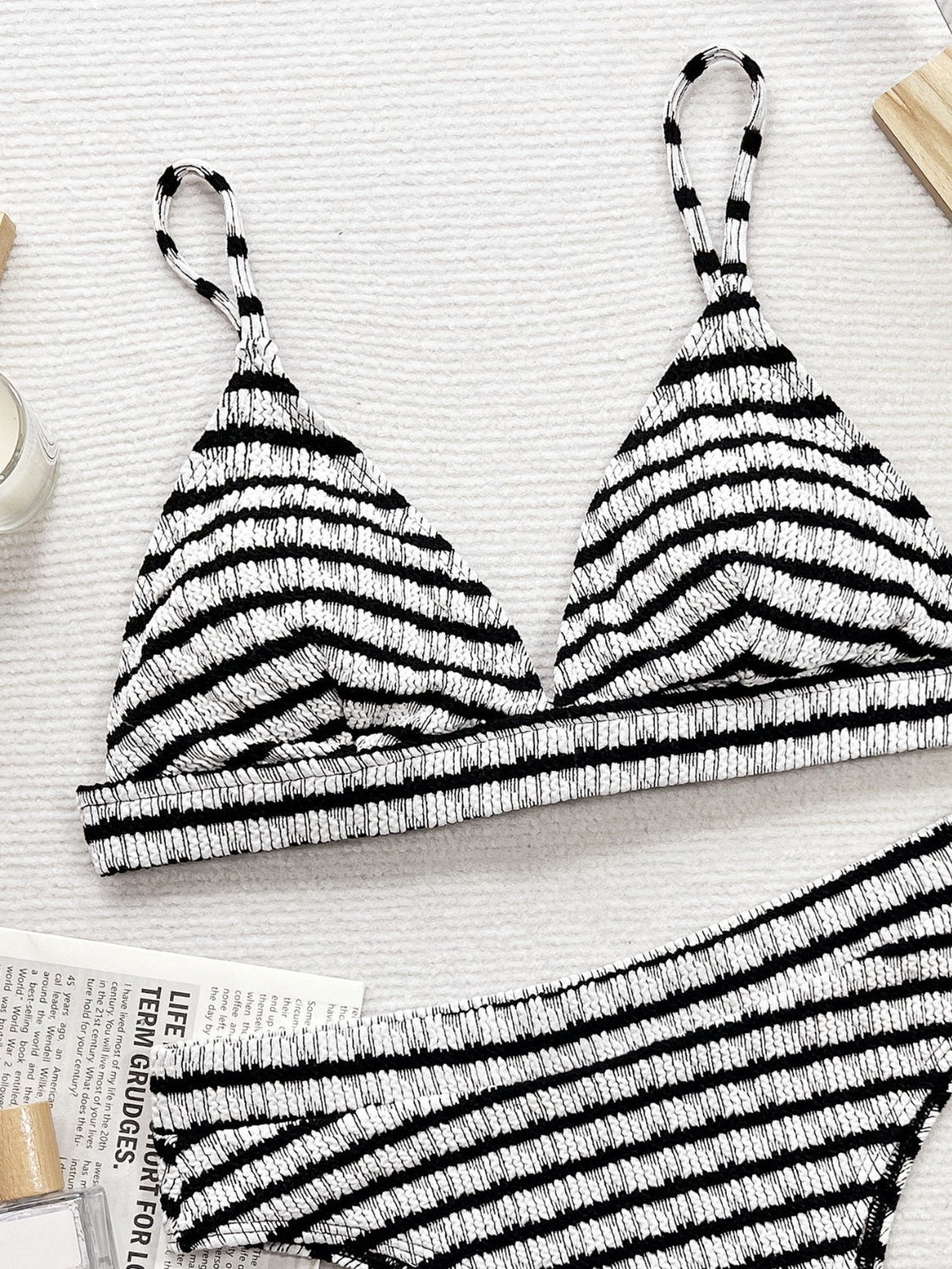 Striped V-Neck Two-Piece Swim Set Trandify deal