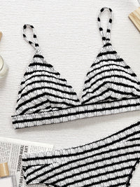 Striped V-Neck Two-Piece Swim Set Trandify deal