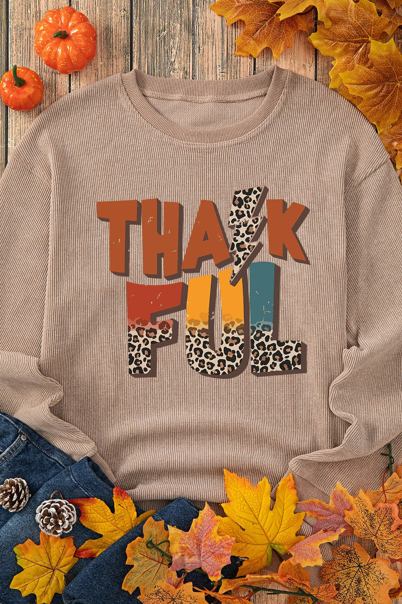 Letter Graphic Round Neck Long Sleeve Sweatshirt Trandify Deal