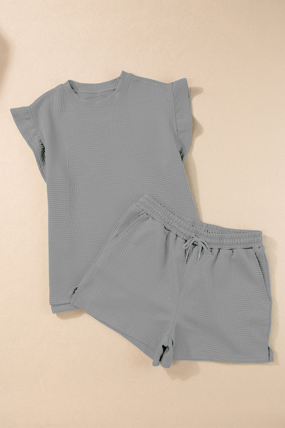 Slit Round Neck Top and Drawstring Shorts Set Trandify deal