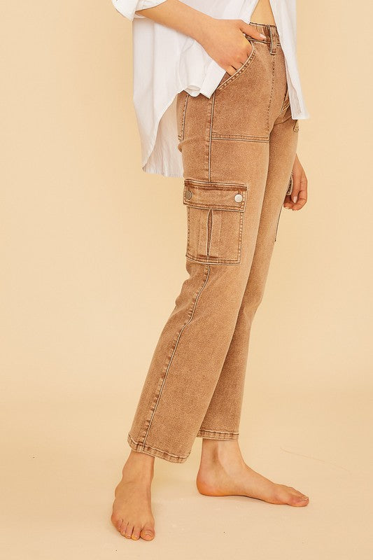 Annie Wear Straight Leg Jeans with Cargo Pockets Trandify Deal