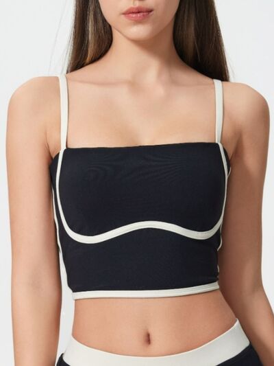 Women’s square neck active cami top with detachable chest pads for workouts and casual wear