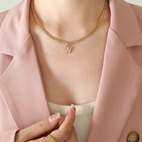 Brass Inlaid Zircon Letter Pendant Necklace Trandify deal