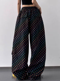 Plus Size Drawstring Joggers with Floral Heart Design – Trendy Comfortable Women’s Pants