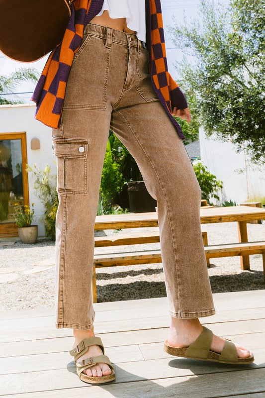 Annie Wear Straight Leg Jeans with Cargo Pockets Trandify Deal