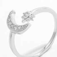 925 Sterling Silver Moon Open Ring Trandify Deal