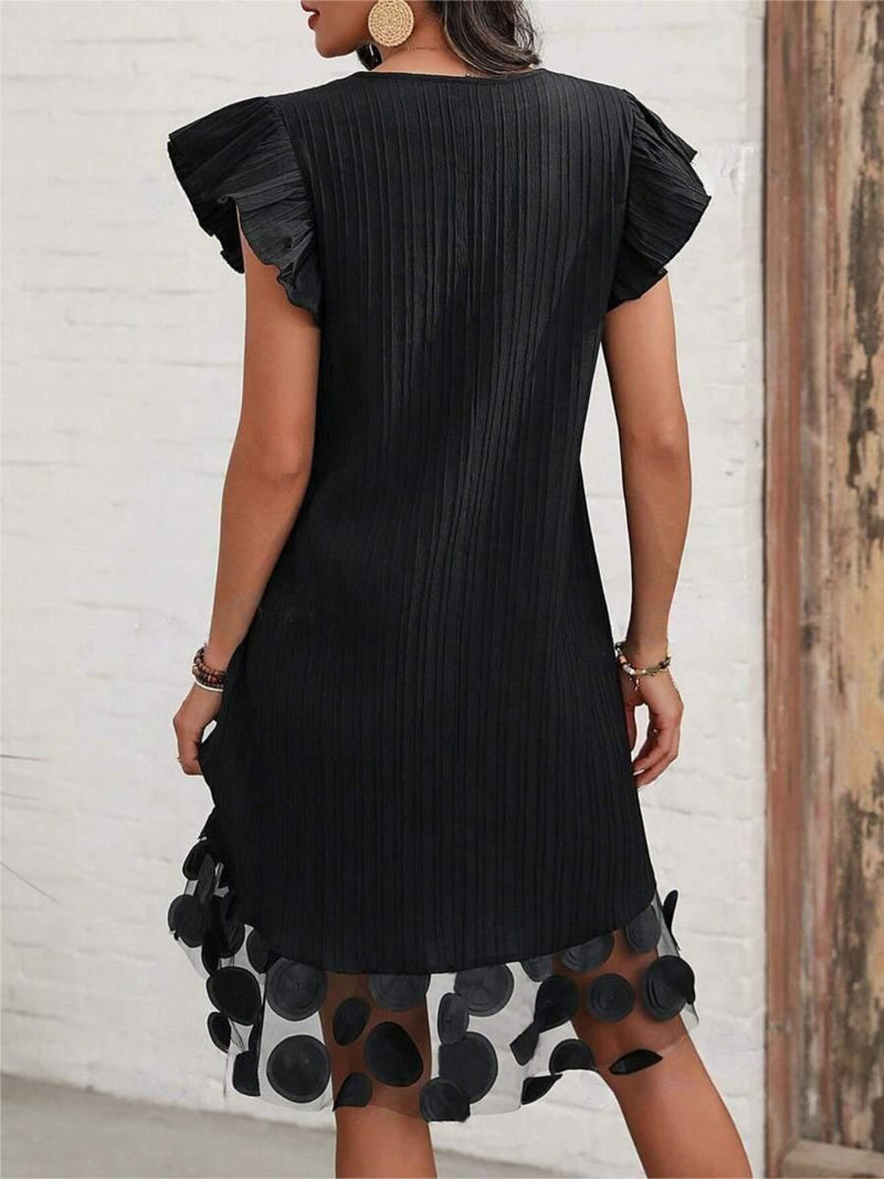Ruffled V-Neck Cap Sleeve Dress Trandify Deal