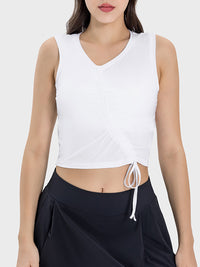 Millennia Drawstring Ruched Wide Strap Active Tank Trandify deal