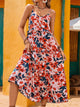 Perfee Frill Backless Printed Sleeveless Midi Dress Trandify Deal