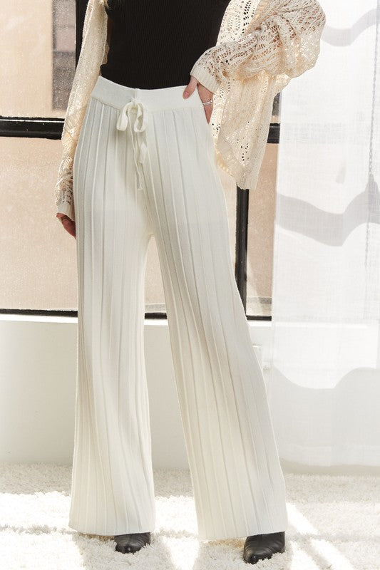 ADORA Tied Wide Leg Knit Pants Trandify deal