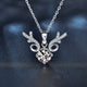 1carat Moissanite Deer Antler Pendant Necklace - 925 Sterling Silver