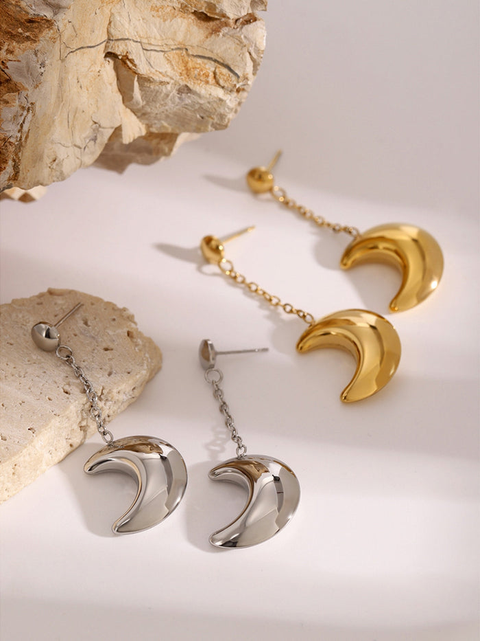 Stainless Steel Moon Dangle Earrings Trandify Deal