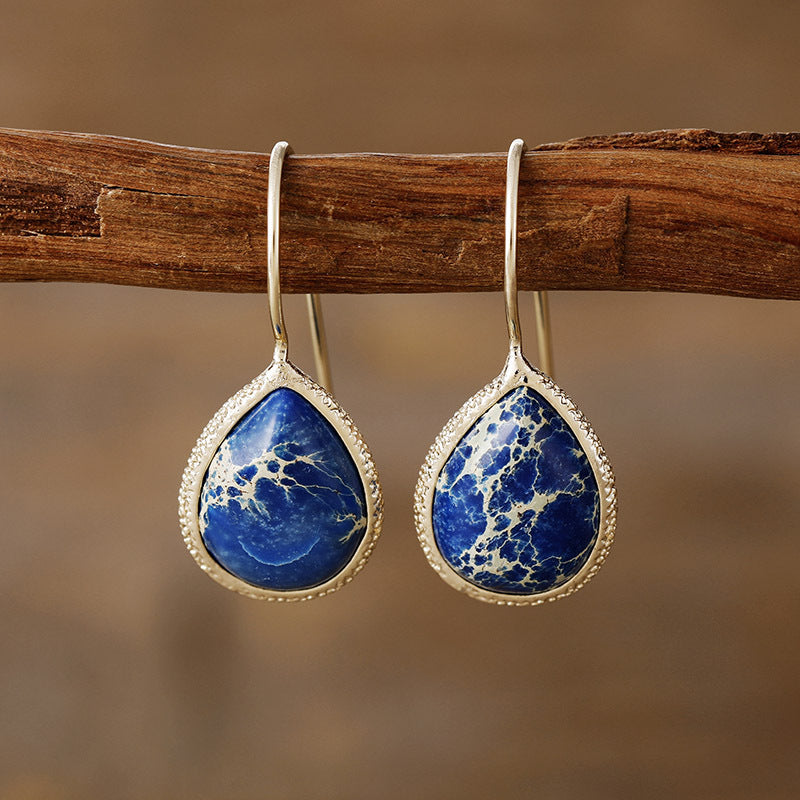 Copper Natural Stone Teardrop Shape Earrings Trandify Deal