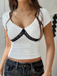 Women's white lace trim t-shirt front view casual style