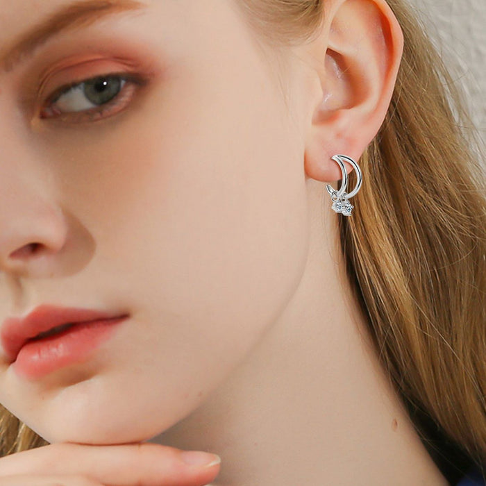 925 Sterling Silver Moissanite C-Hoop Earrings Trandify deal