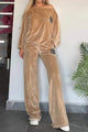 Full Size Boat Neck Long Sleeve Top and Pants Set Trandify deal