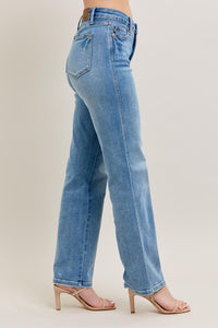 Plus Size Tummy Control Jeans: Vintage Wash Straight Leg