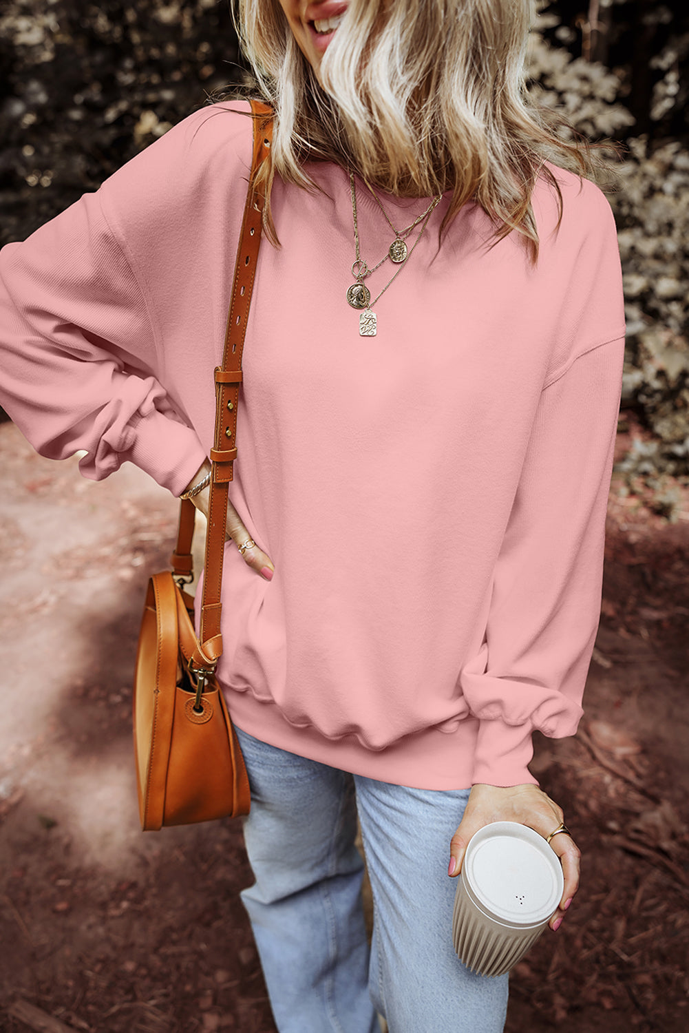 Round Neck Long Sleeve Sweatshirt Trandify Deal