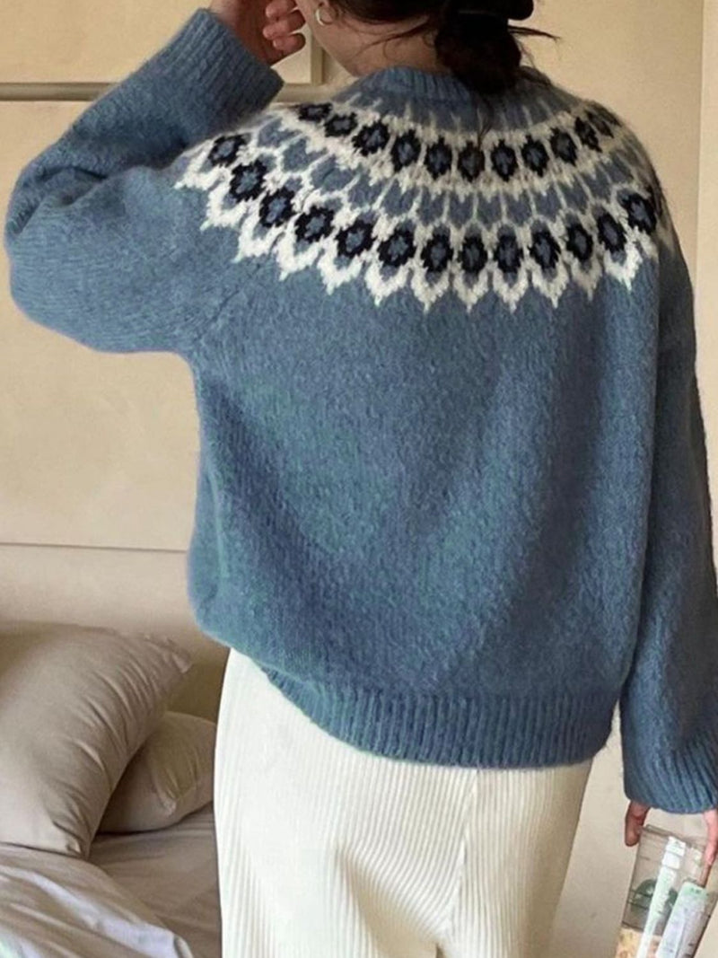 Round Neck Long Sleeve Sweater Trandify Deal