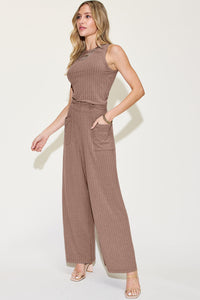 Basic Bae Full Size Ribbed Tank and Wide Leg Pants Set Trandify Deal