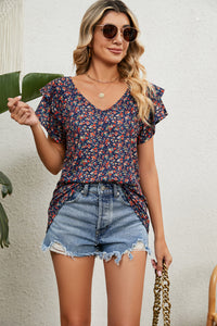V-Neck Short Sleeve Blouse Trandify deal