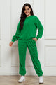 Corduroy Round Neck Sweatshirt and Sweatpants Set Trandify Deal