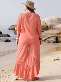 Plus Size Button Up Half Sleeve Top and Pants Set Trandify deal