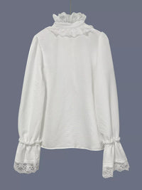 Lace Trim Button Up Shirt - Effortlessly Feminine