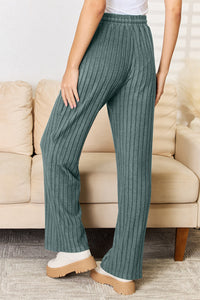 Basic Bae Full Size Ribbed Drawstring Hooded Top and Straight Pants Set Trandify Deal