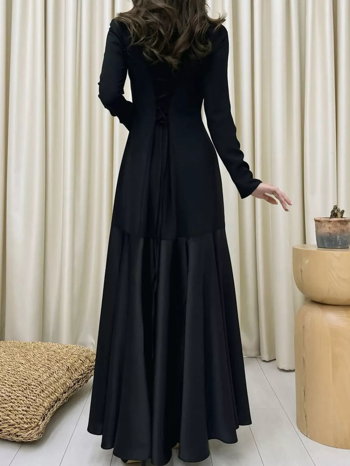 Long Sleeve Maxi Dress for Women - Fall Crew Neck Casual Outfit