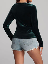 Ruched Surplice Long Sleeve Top Trandify Deal