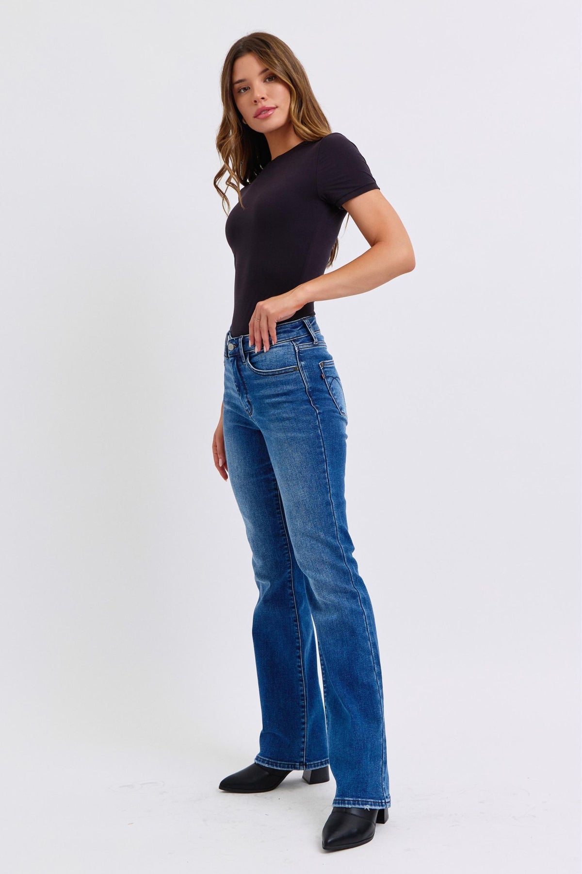 Judy Blue Full Size Run Mid-Rise Bootcut Jeans with Thermal Lining - Trandify Deal