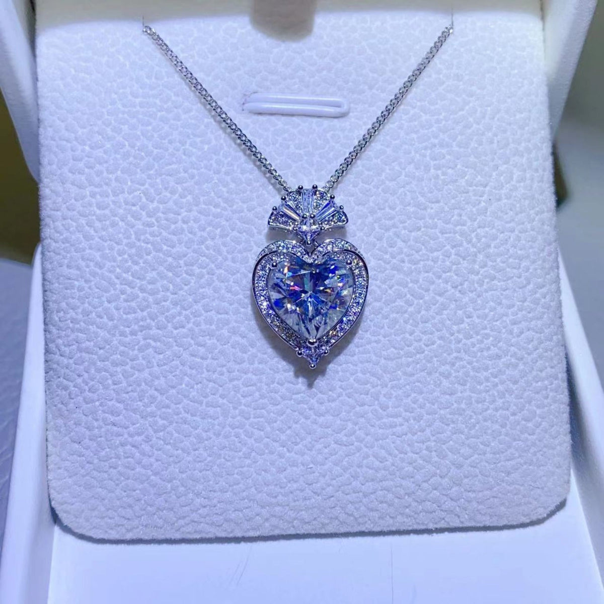 3 Carat Moissanite 925 Sterling Silver Heart Pendant Necklace Trandify Deal