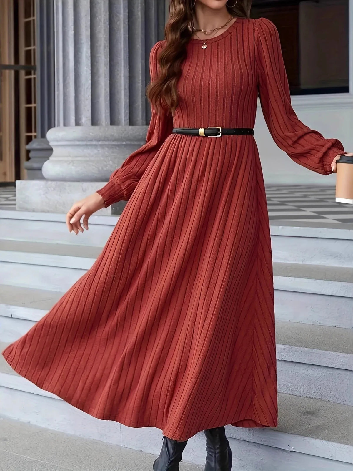 Women’s ribbed long sleeve sweater dress for fall winter | Cozy bodycon knit dress | Trendy casual outfit