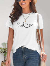 SMILE Round Neck Short Sleeve T-Shirt Trandify deal