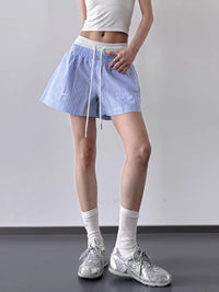 Women’s striped drawstring waist casual shorts for summer