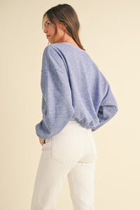 Mable Round Neck Letter Embroidery Crop Sweatshirt Trandify Deal