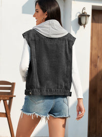 Pocketed Button Up Hooded Denim Jacket Trandify deal